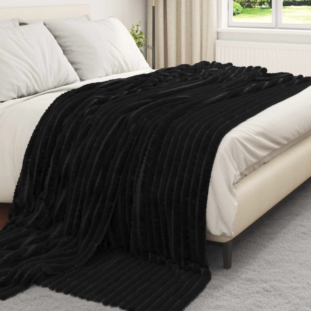 Coperte da Pile 6 pz Nero 270 x 240 cm Panno