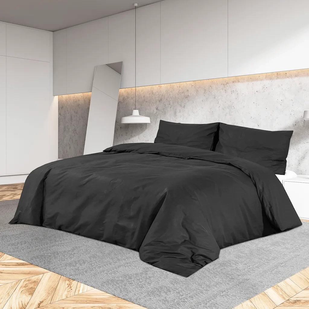 Set Copripiumino Nero 155x220 cm in Cotone CFW2623418
