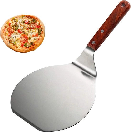 Spiedino per pizza in acciaio inossidabile forato - adatto per forno e barbecue - con manico in legno