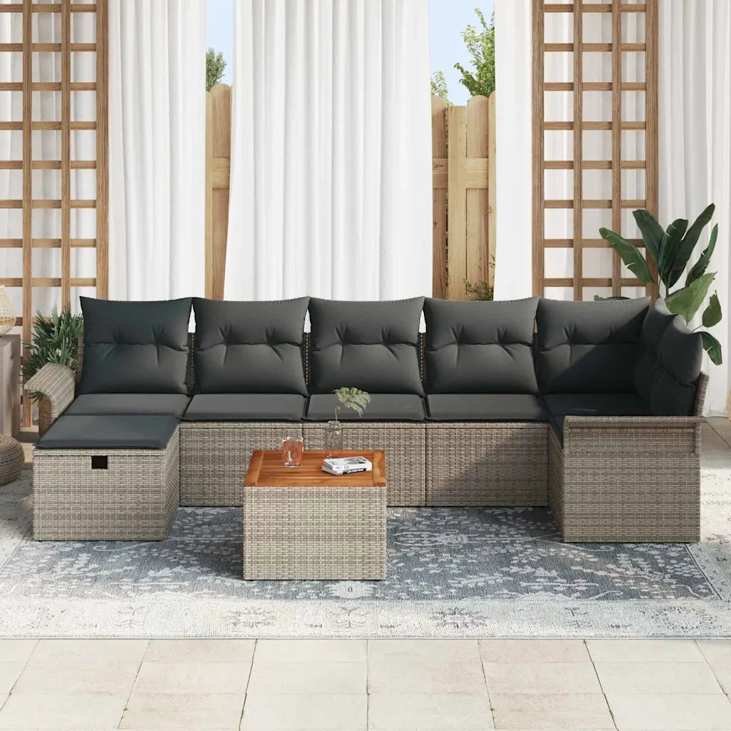 Set Divano da Giardino con cuscino 8 pcs Grigio polyrattan