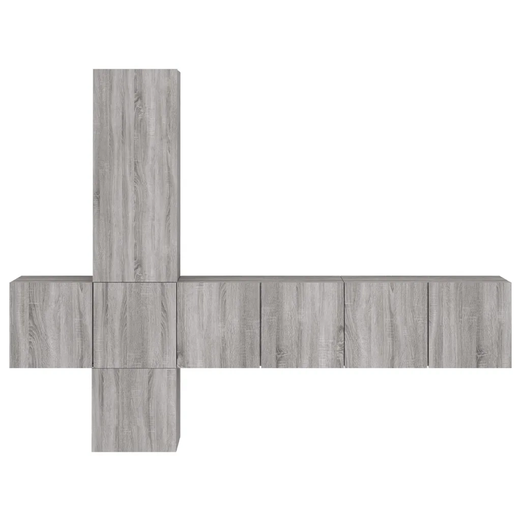 Mobili TV a Muro 5pz | Armadietto TV | Mobile Porta TV Grigio Sonoma in Legno Multistrato
