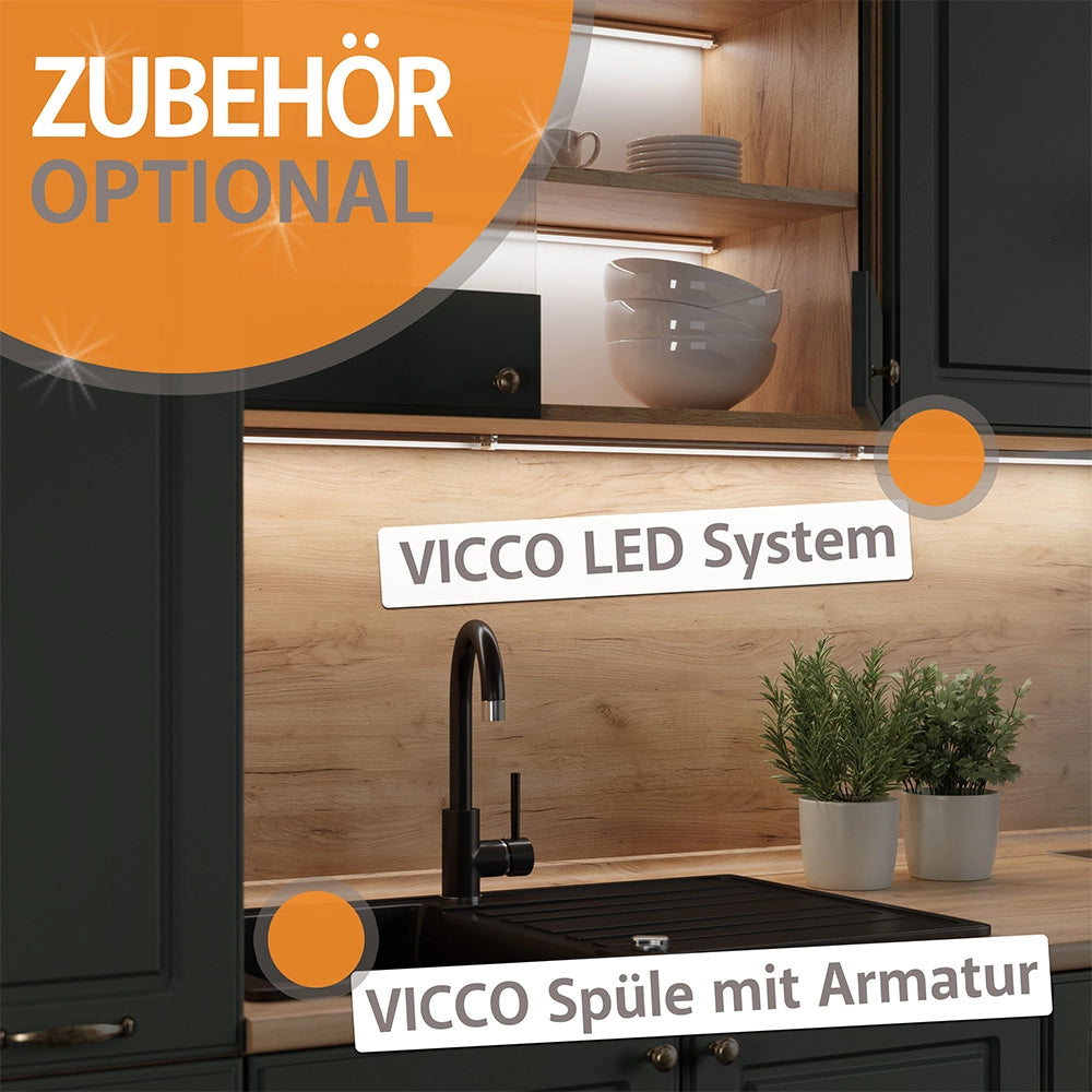 Vicco Cucina componibile Rosso lucido/antracite 200 cm , PL Rovere