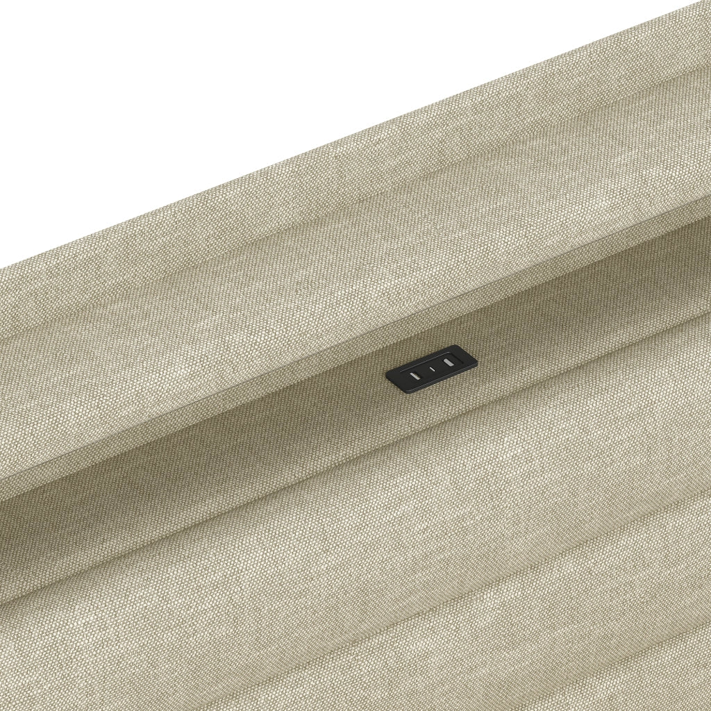 LETTO Contenitore 90x200 cm in lino beige con LED, USB e Type-C