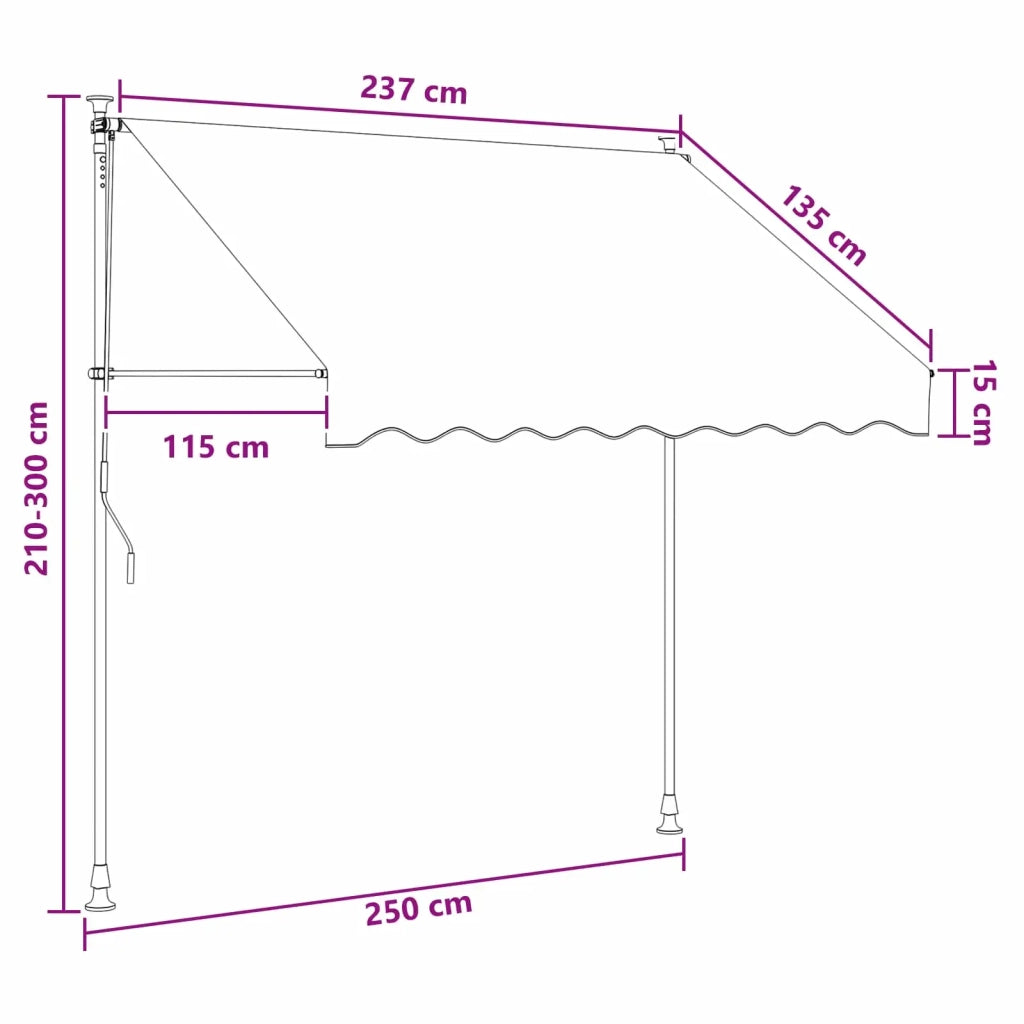 Tenda da Sole | Tenda retrattile manuale Marrone 250 cm