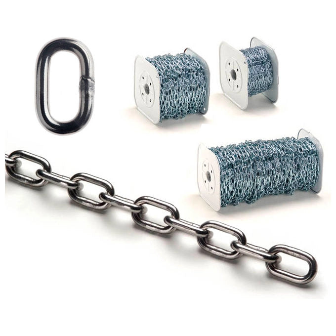 Catenificio Rigamonti FC.1265012 Catena Genovese in Acciaio Zincato Elettroliticamente n°22 55 mm PxH 27x10 mm Bobina 35 mt colore Acciaio