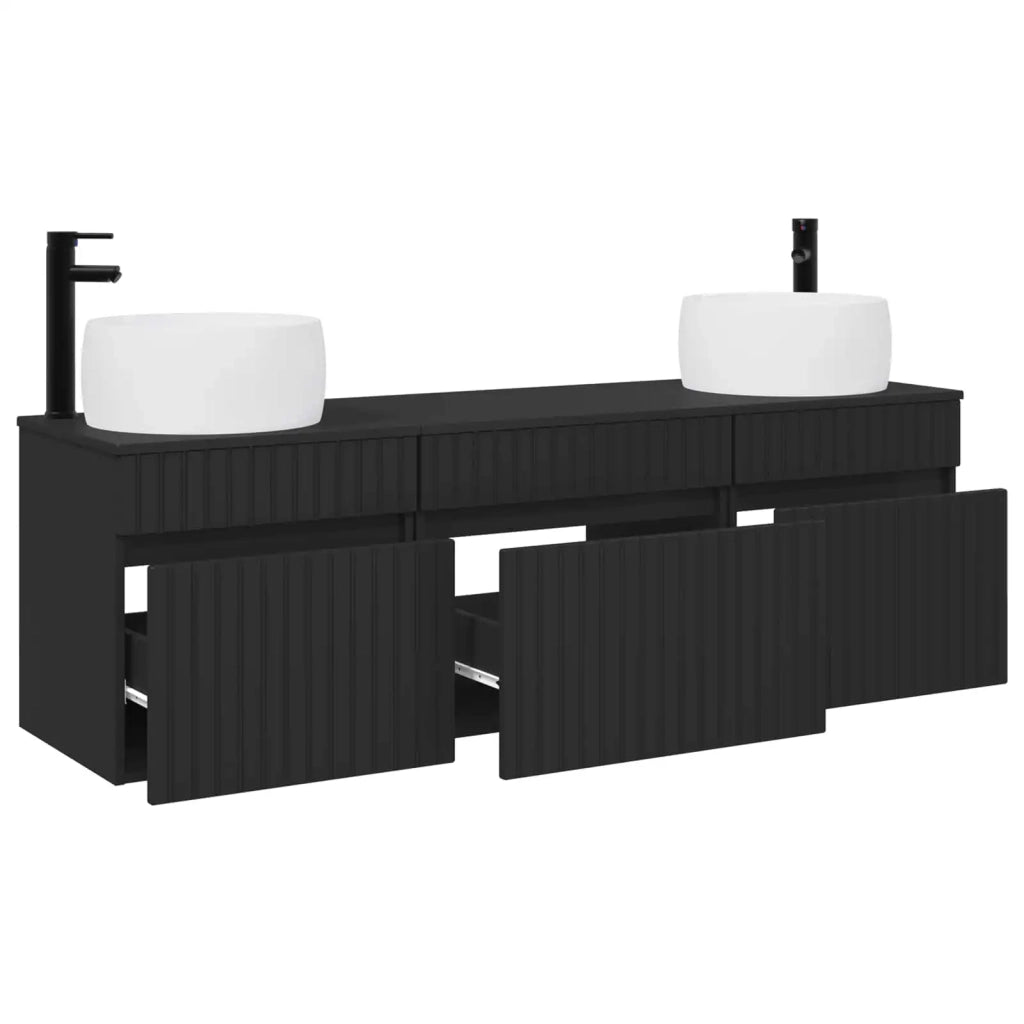 Set di Armadi da Bagno 3 pz Nero 49 x 44,5 x 66 cm 3405768