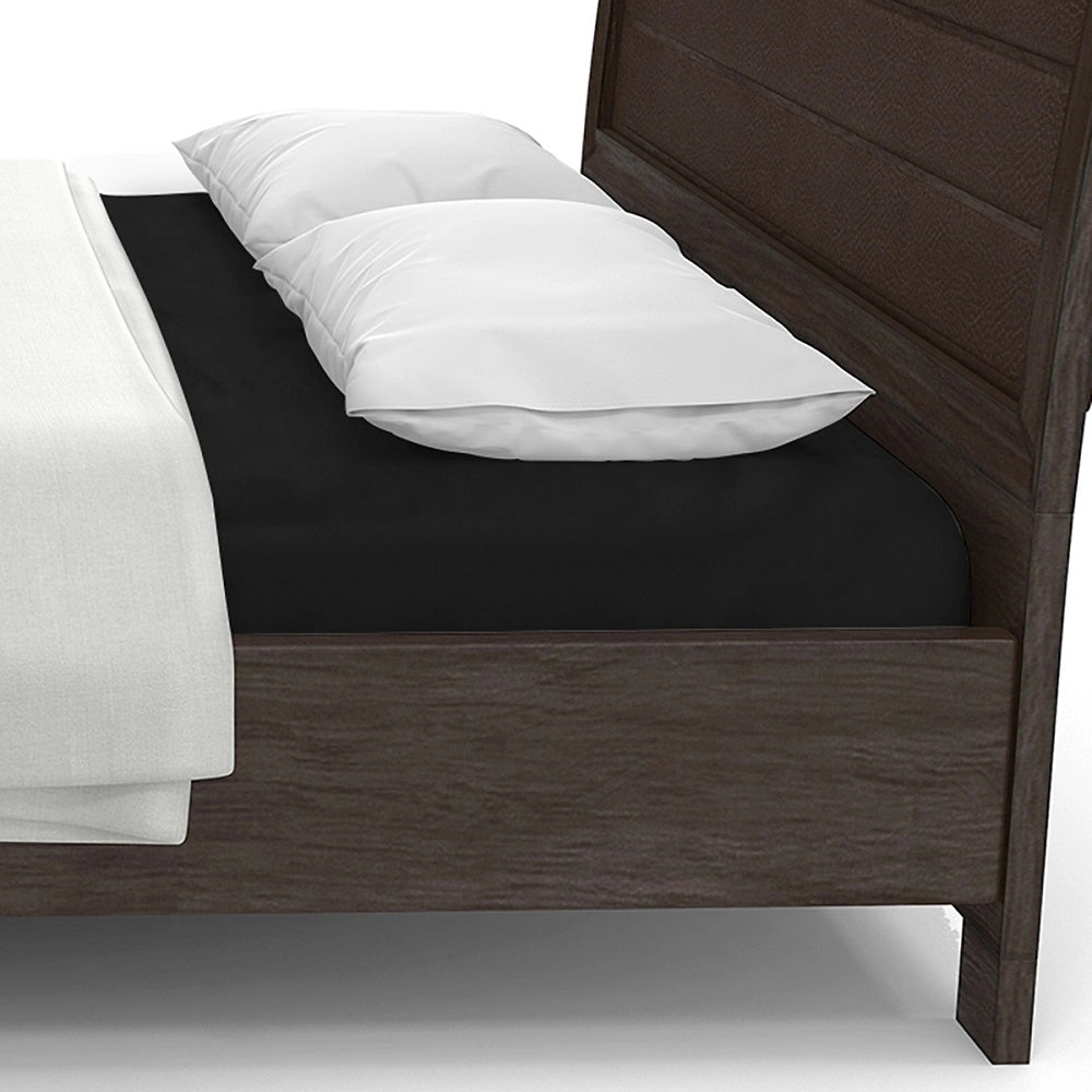 Lenzuolo letto sotto con angoli 100% puro cotone Made in Italy tinta unita Nero - 1 Piazza