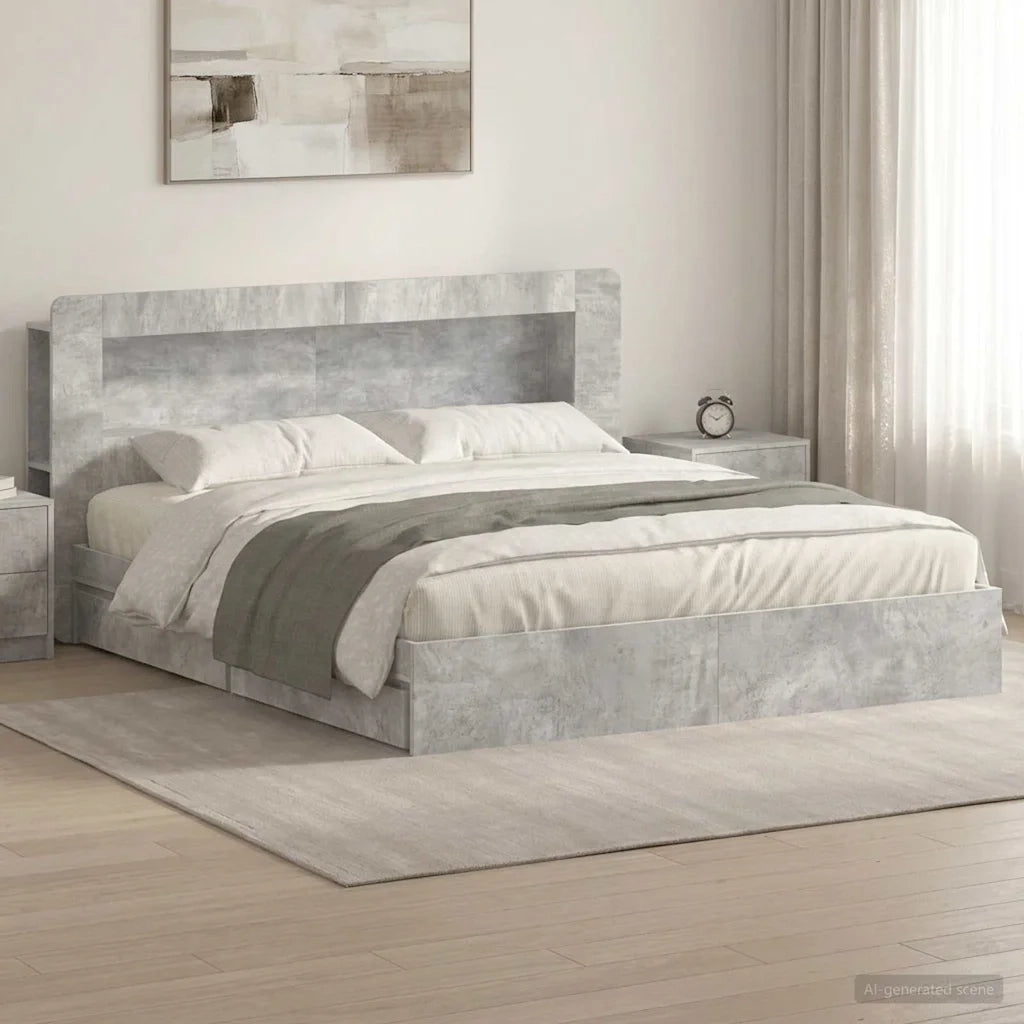 Telaio del letto con storage Grigio Cemento 200 x 200 cm 3433691