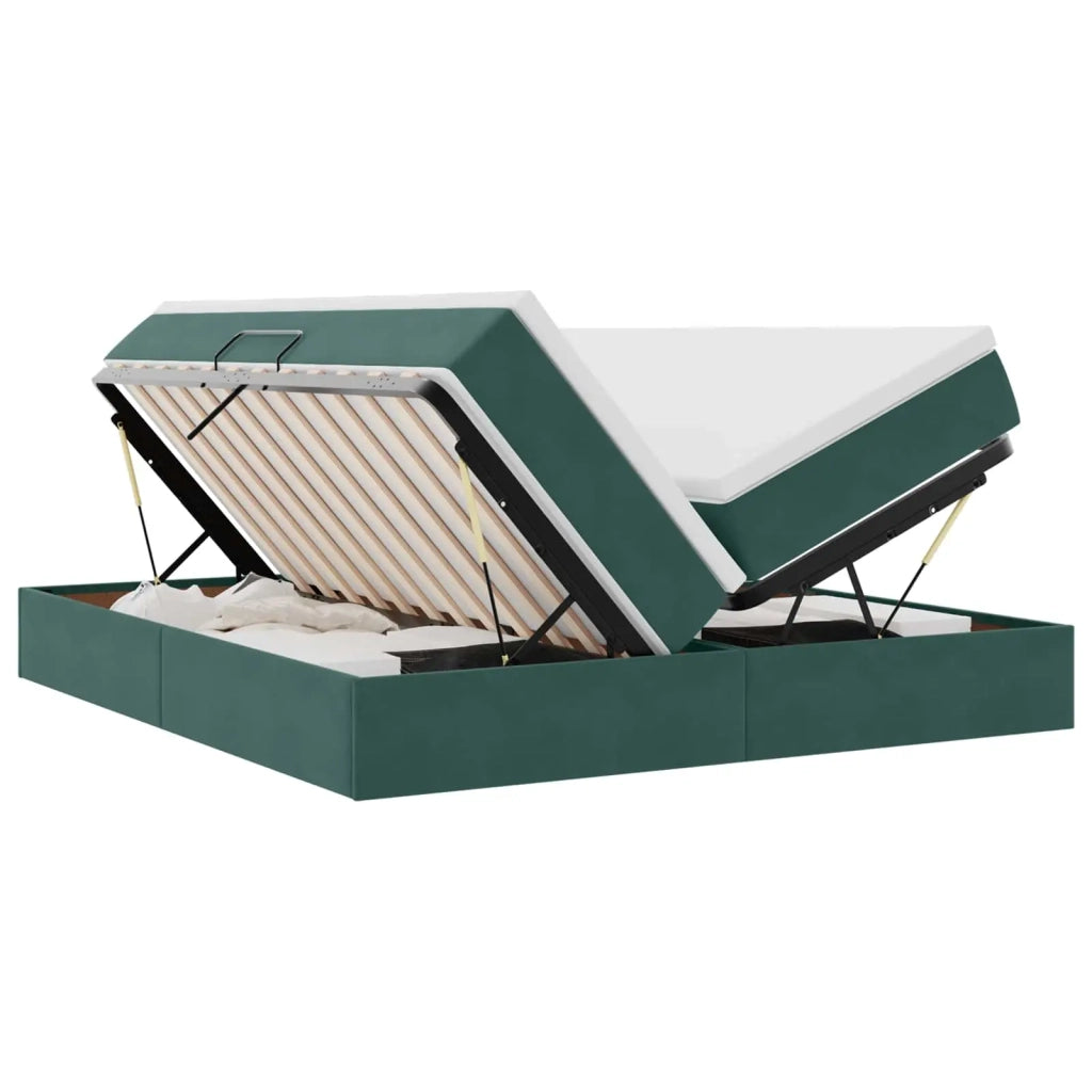Letto con contenitore e materasso Verde Scuro 180 x 200 cm
