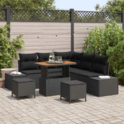 Set Divano da Giardino con cuscino 8 pcs Nero Poly Rattan 3364734