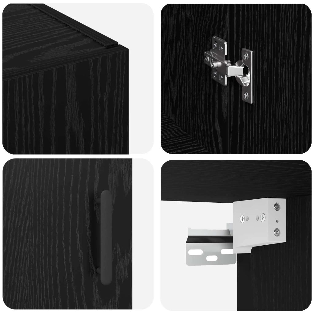 Armadietto a Muro | Mobiletto a muro 2 pz Rovere Nero 69,5 x 34 x 90 cm