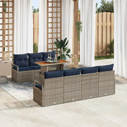 Set Divano da Giardino con cuscino 8 pcs Grigio e Blu 3349674