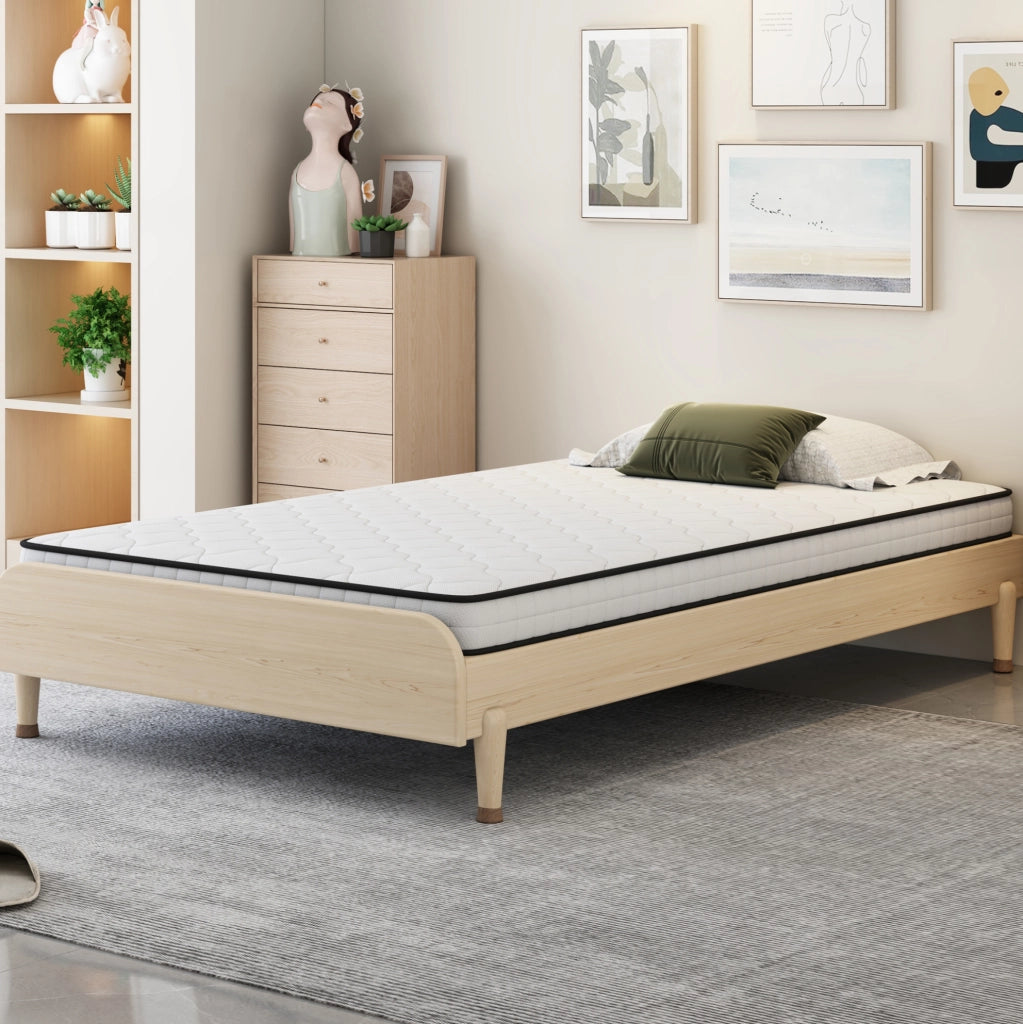 Materasso a molle 90x190 cm; spessore 10 cm; bianco; con design ergonomico e consegna arrotolata