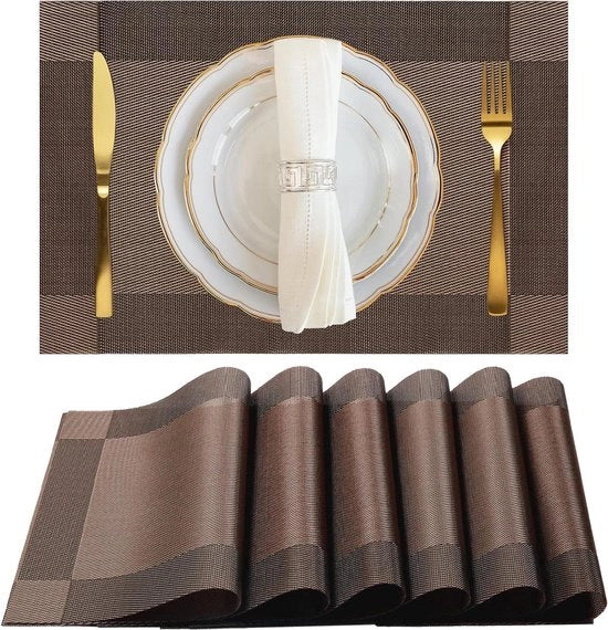 Tavola di supporto PVC Lavabile Tavole di supporto senza attrito - Tavole di vinile tessute a doppia faccia - Set da 6 pezzi - 45 × 30 cm