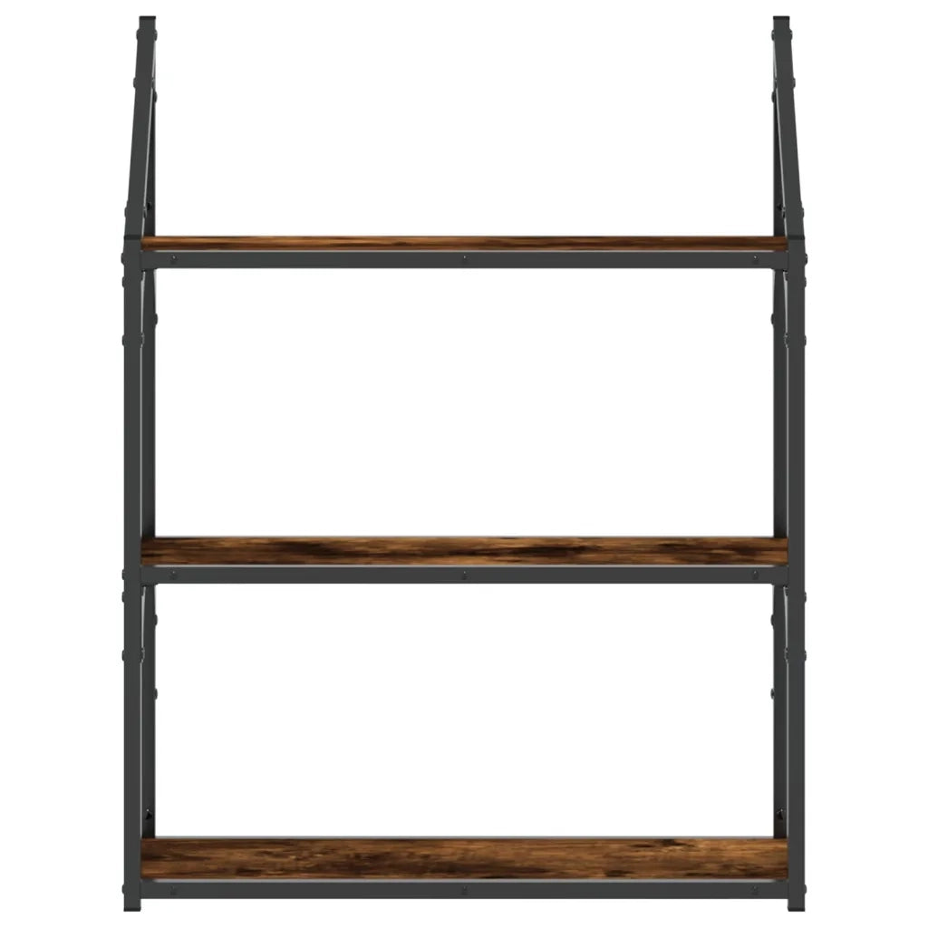 Scaffale Parete 3 Ripiani Rovere Fumo 60x21x78,5 cm Multistrato 835451