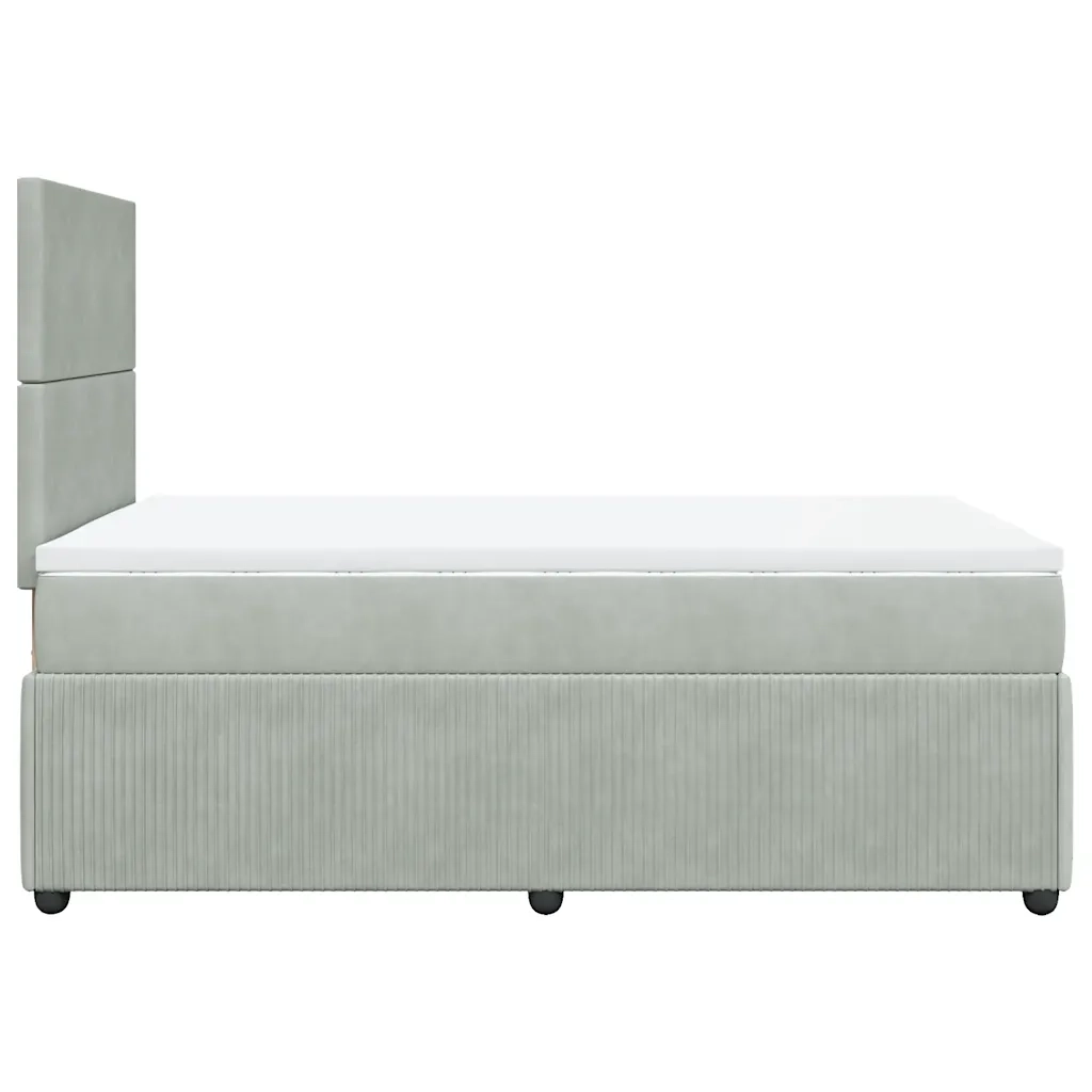 Giroletto a Molle con Materasso Grigio Chiaro 120x200cm Velluto