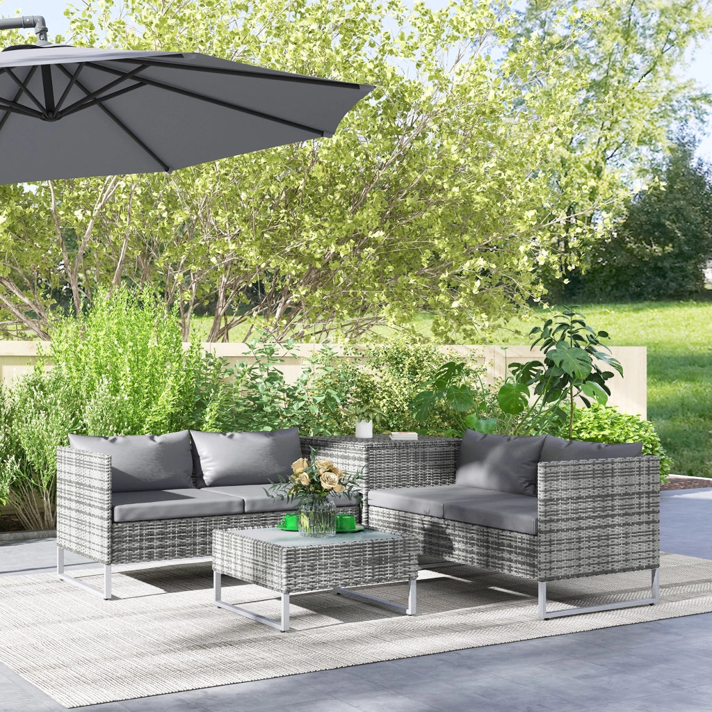 Set da Giardino 4 Pezzi con 2 Divani 2 Posti e 2 Tavolini ¨C Xylo ¨C Acciaio e Rattan