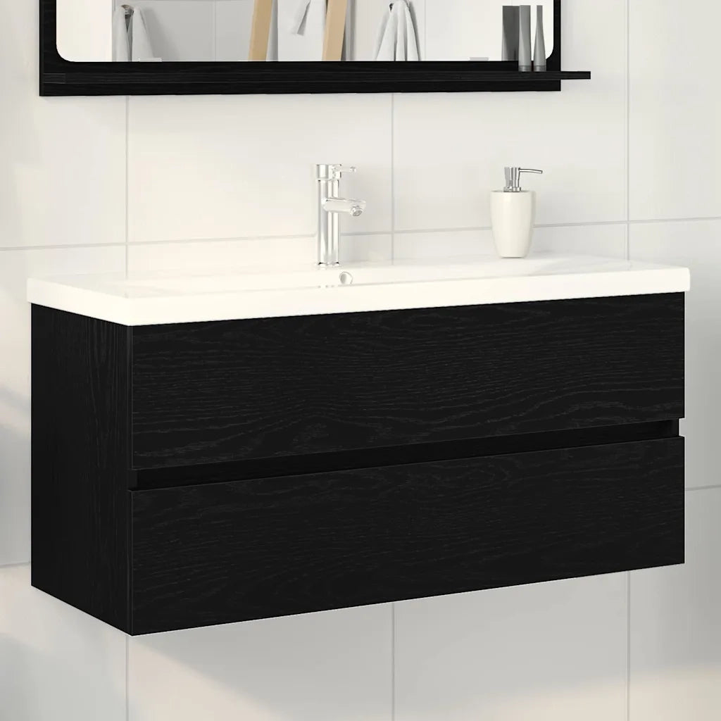 Mobile Lavabo-Armadietto da bagno Rovere nero 100 x 39 x 62 cm Legno multistrato 822510