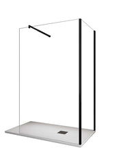Parete Doccia Angolare walk-in h 200 vetro 8MM trasparente Telaio Nero con Accessori - 70X110 REVERSIBILE