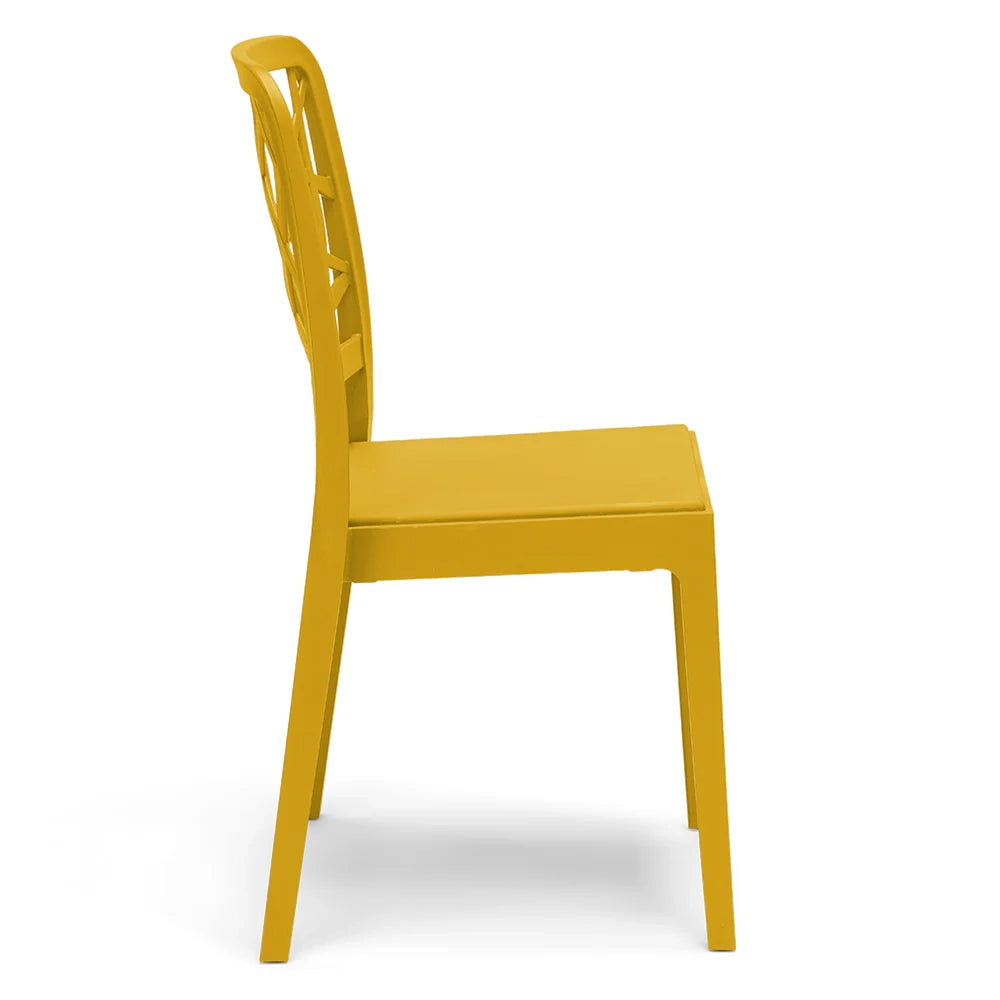 Set 6 sedie in polipropilene PENELOPE, 100% MADE IN ITALY, impilabile, resistente ai raggi UV, design moderno, ideale per sala da pranzo, cucina, sala d’attesa, bar, ristoranti o giardino, colore Senape