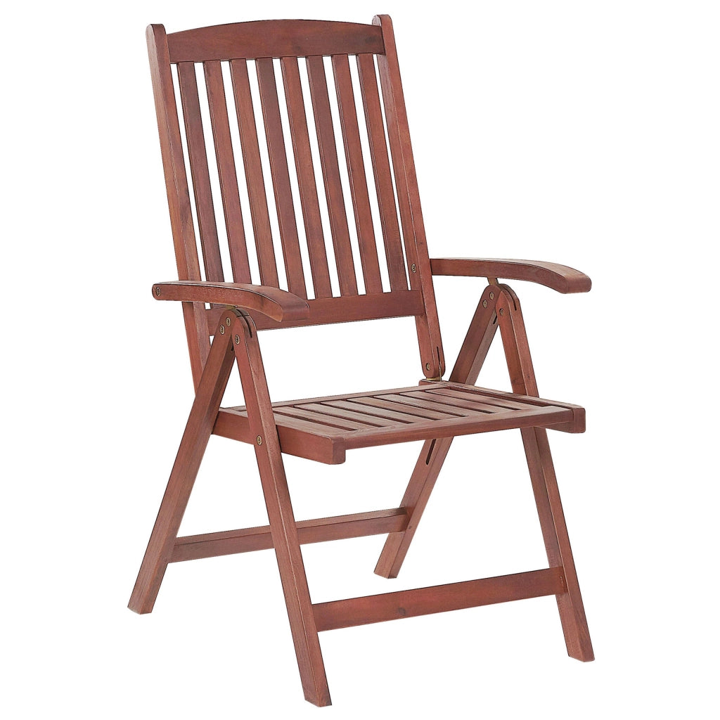 Set di 6 sedie da giardino in legno di acacia cuscino rosso regolabile pieghevole per esterni in stile rustico country