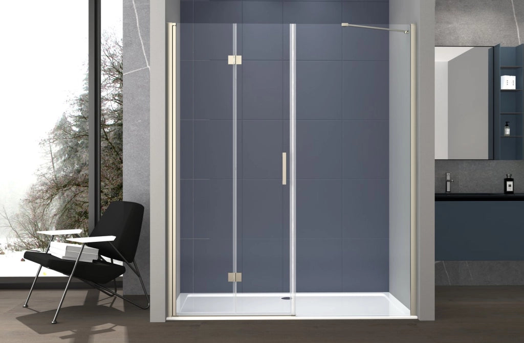 Box doccia Angolare 100x70 cm porta a soffietto + fisso H200 cm cristallo 6 mm profilo SATINATO ZAIRA