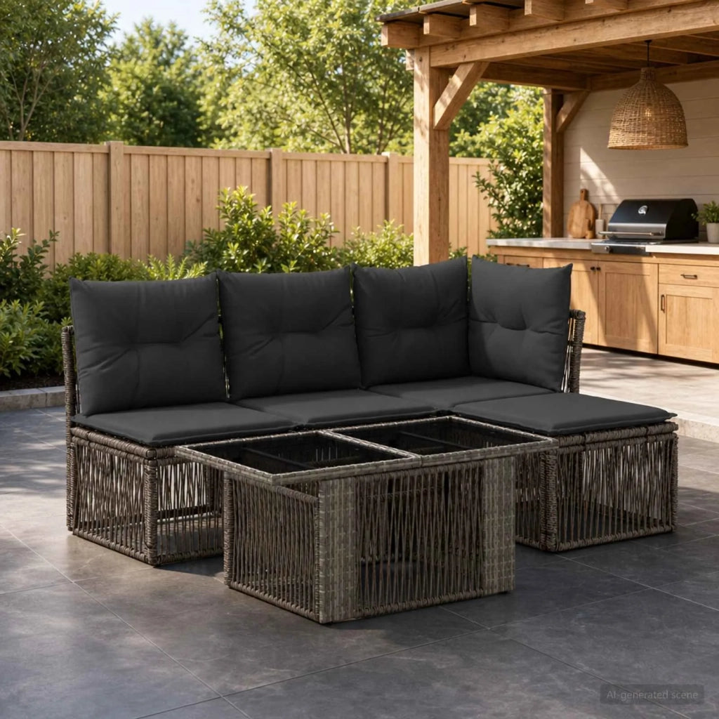 Set Divano da Giardino 5 pz Grigio polyrattan 3436451