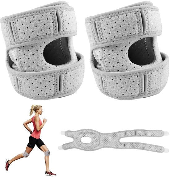 Knee Support Adattabile - Protezioni Ginocchia Sportive - Respiranti - Sostenibili - 2 Pezzi - Adatti per Uomini/Donne - Protezioni Ginocchia