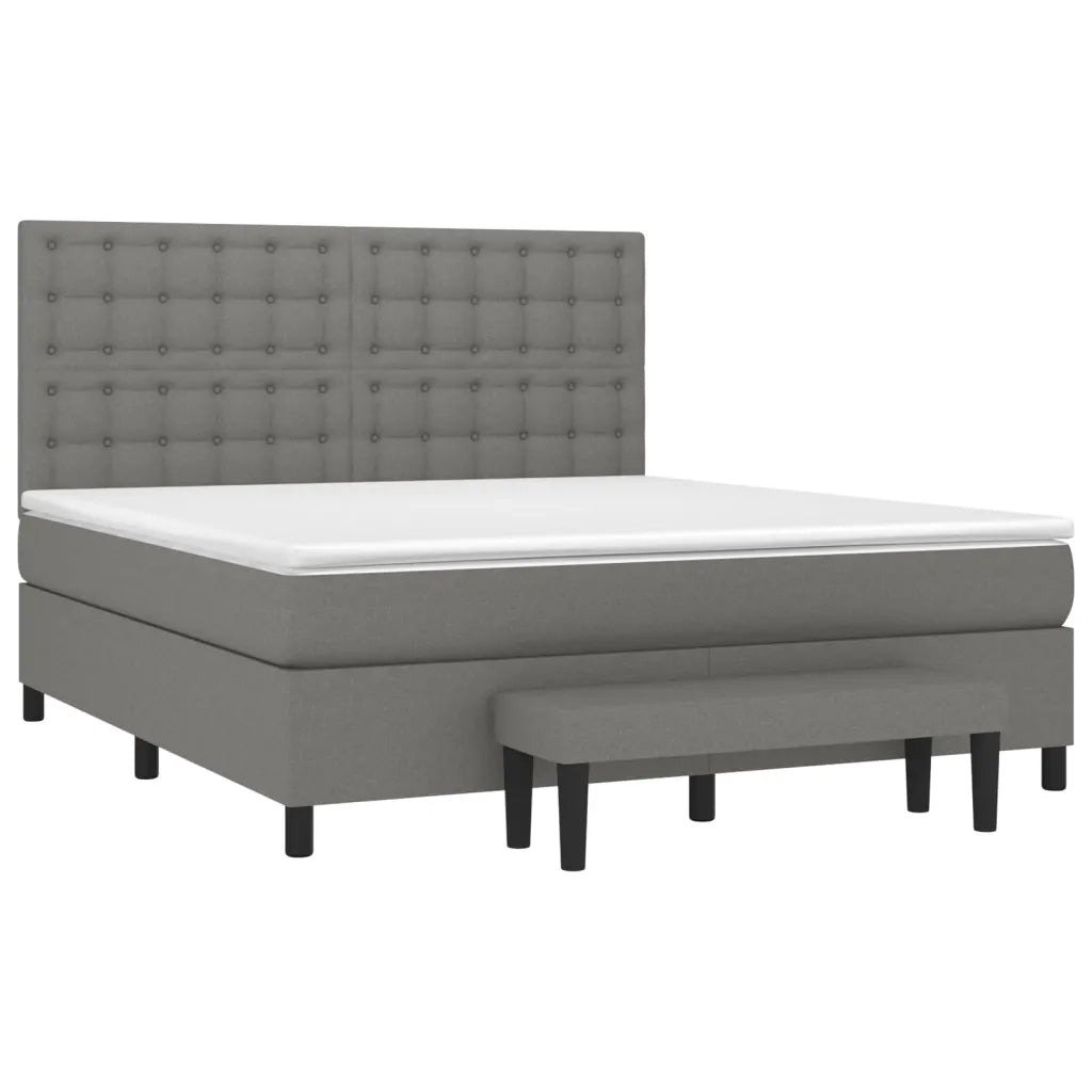 Giroletto a Molle con Materasso Grigio Scuro 160x200 cm Tessuto 3136926