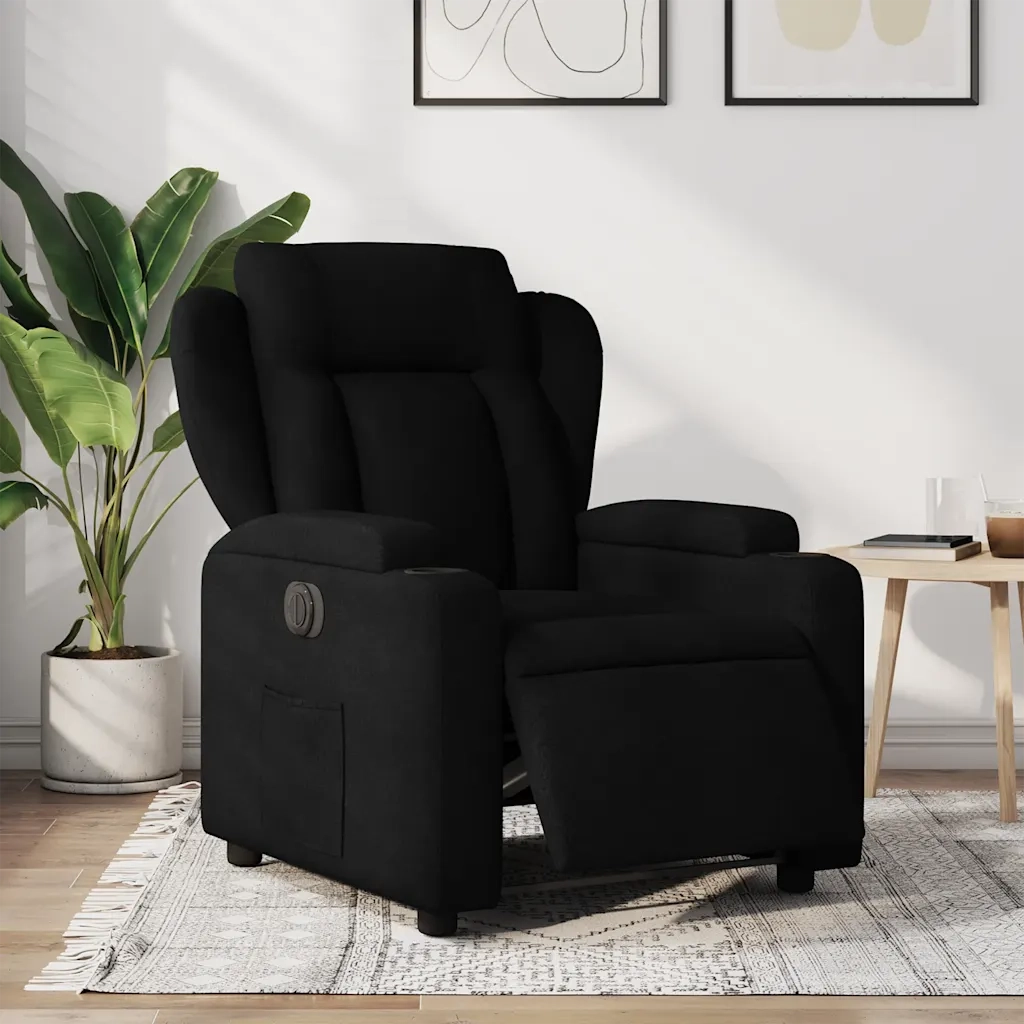 Poltrona | Sedia Relax Elettrica Reclinabile Nera in Tessuto
