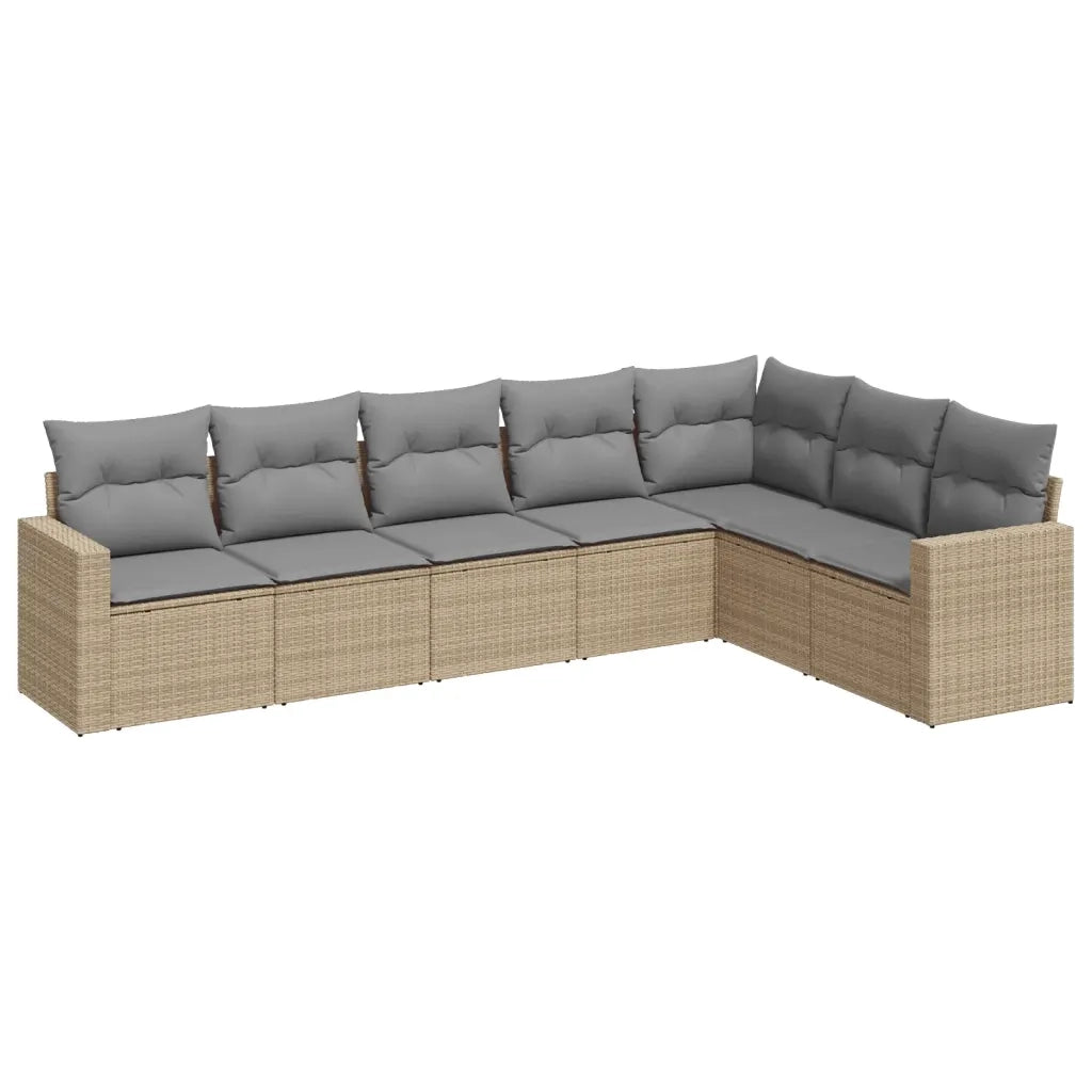 Set Divani da Giardino 7 pz con Cuscini Beige in Polyrattan 3251386