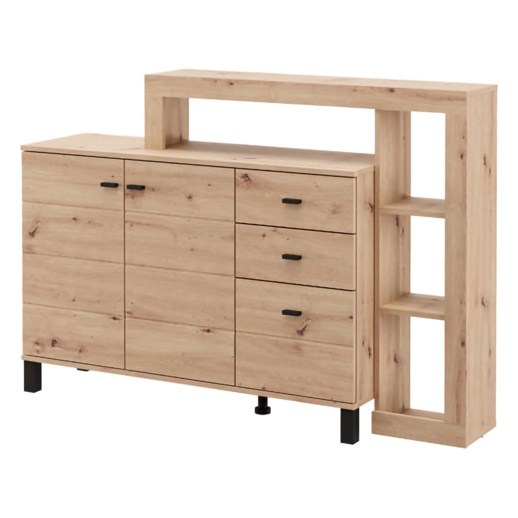 Madia Valiza, Credenza 4 Ripiani, 145x35x101h cm Marrone Rovere Nodi