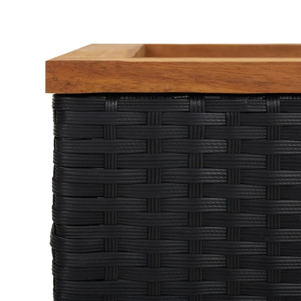 Fioriera nera dal design moderno per balcone o giardino 80 x 40 x 40 cm realizzata in resina intrecciata nera 02_0046631