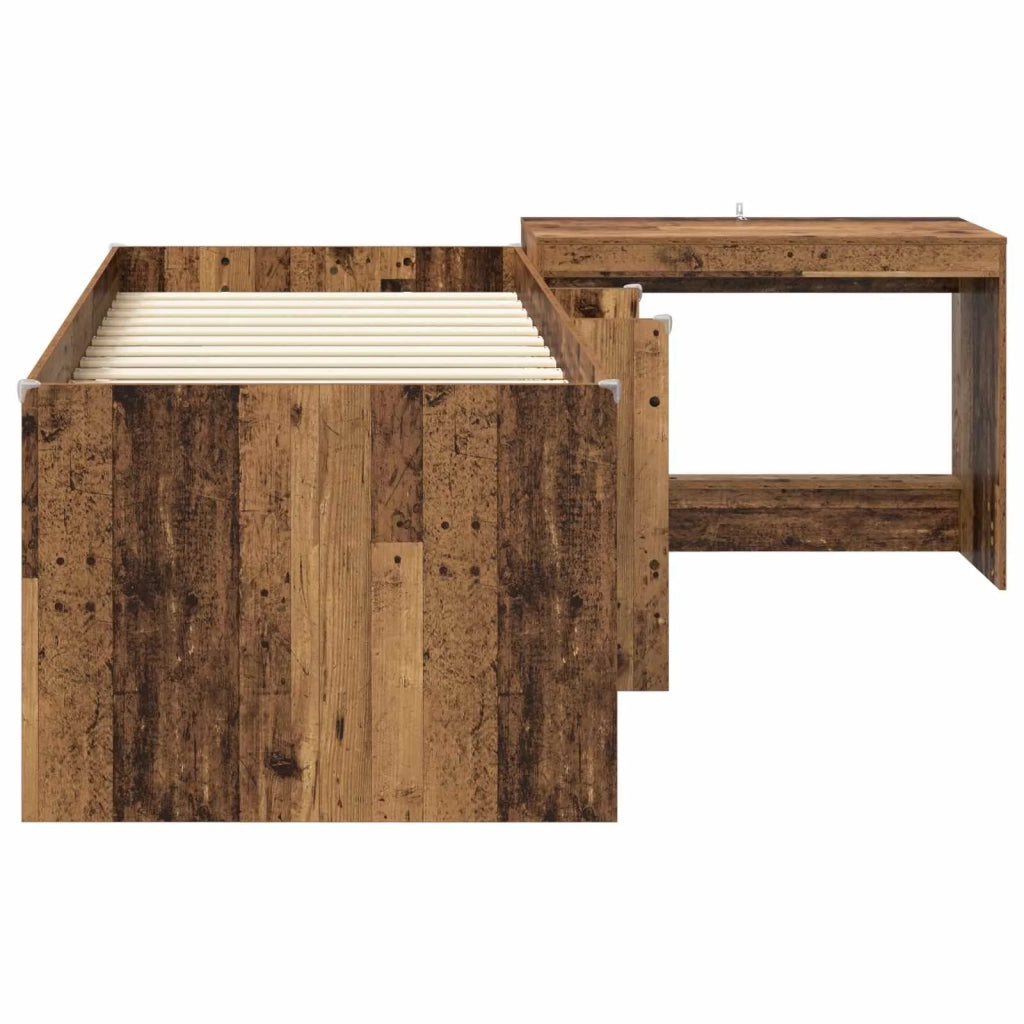 Letto alto per bambini con scrivania 2 pz Legno antico 3423444