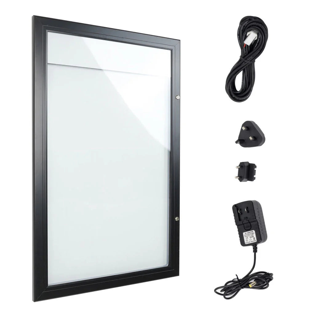 Bacheca per esterni porta Menu nera - 4 x A4 LED