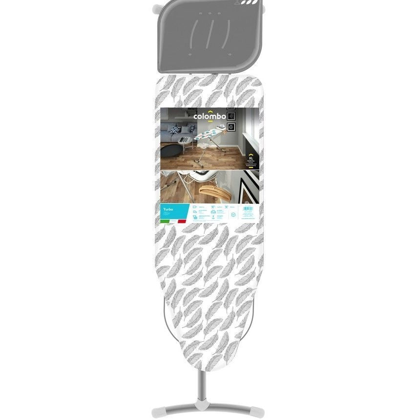 Colombo New Scal A142LB1W Turbo Asse da stiro 120x44 cm altezza regolabile 6 posizioni portacaldaia griglia rinforzata colore Grigio
