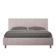 BS COM Letto queen size con rete imbottito 150x190 microfibra glicine