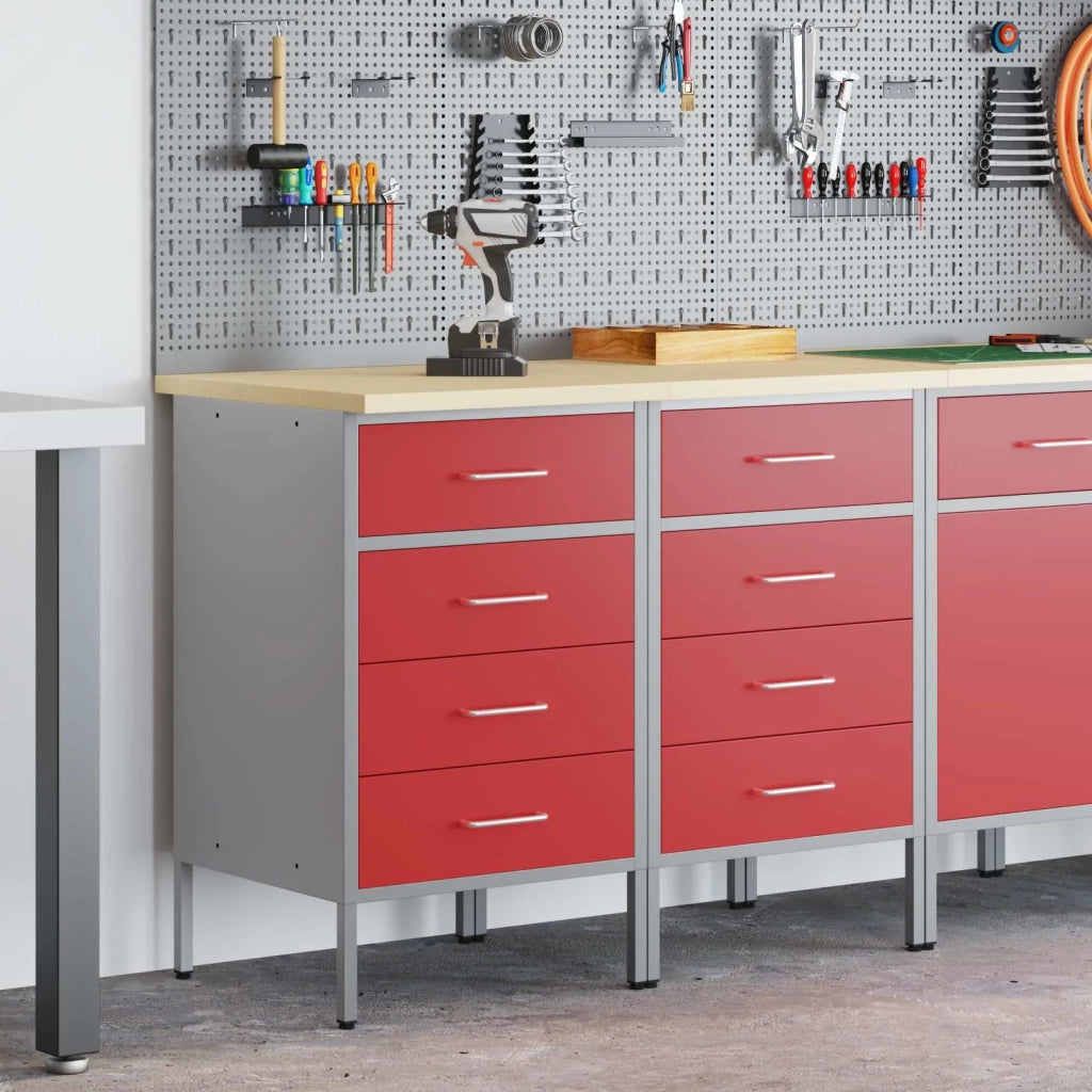 Mobile da lavoro 2 pcs Rosso e Grigio 100 x 55 x 85 cm 3321363