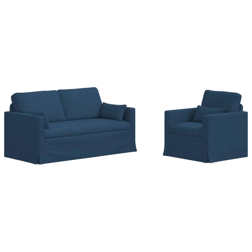 Divano 2 pcs Blu 158 x 78 x 80 cm Tessuto
