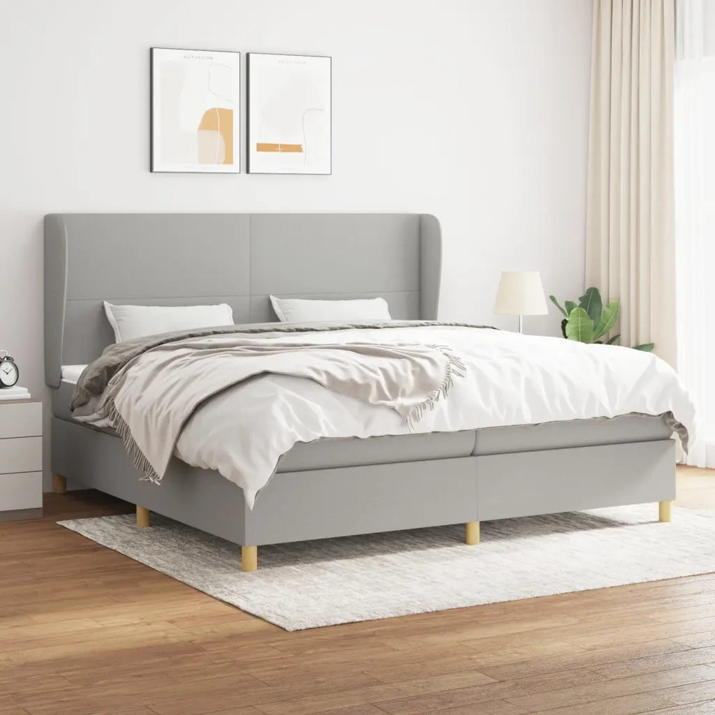 Giroletto a Molle con Materasso Grigio Chiaro 200x200cm Tessuto 3128389