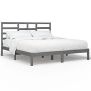 Letto matrimoniale | Letto per adulti | Giroletto Grigio in Legno Massello 200x200 cm