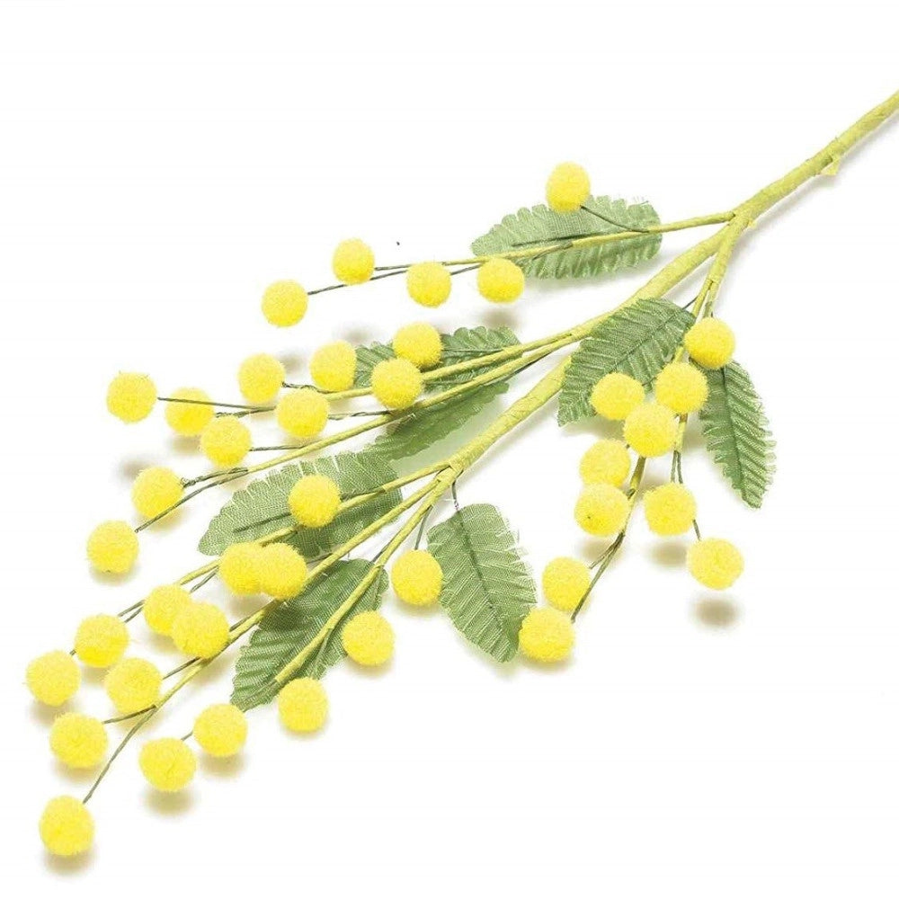 Trade Shop - Ramo Mimosa Artificiale 6 Pezzi Giallo Finte Fiori Festa Donna Decorazioni -