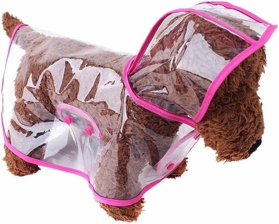 Reggisaco per cani, cuccioli e animali domestici | Leggero e impermeabile | Poncho in plastica trasparente Teddy per cani di piccola o media taglia | Dimensione M | Rosa