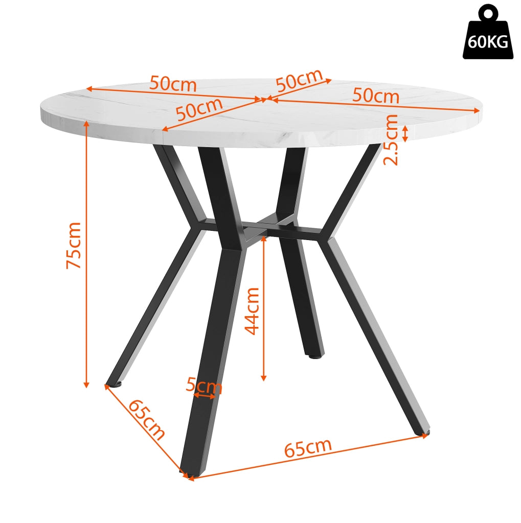 Tavolo da pranzo rotondo con struttura a X in MDF e acciaio bianco e nero