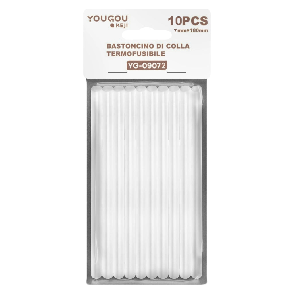 Confezione da 10 Bastoncini di Colla Termofusibile 7 x 180 mm Formato Stick Bianco Avizar