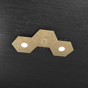HEXAGON APPLIQUE-PLAFONIERA 2 LUCI + 1 DECORATIVO FOGLIA ORO 1142-2L1D-FO