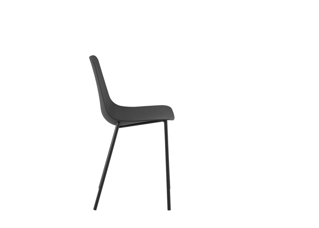 Sedia Frida Design Moderno in Polipropilene con Gambe in Metallo - Seduta Ergonomica per Arredo Interni Casa Ufficio - Colore Nero