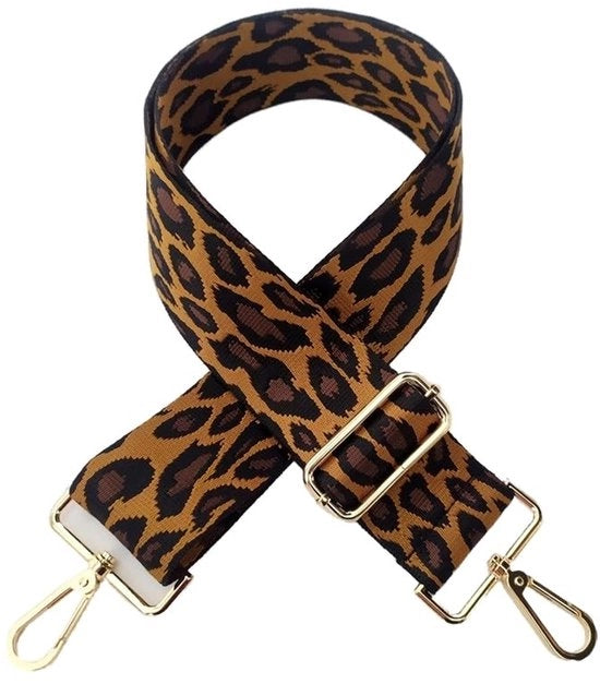 Cintura Regolabile 80-130 cm - Tasriem - Cinturino - Tessuto Cotonato - 5 cm Largo - Disegno Leopardo - Cinturino Tasca