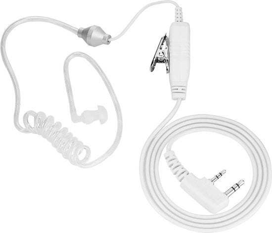 Headset universale 2-pins per tubo d'aria per radio walkie talkie con K-Head - Headset trasparente con clip per agenti di polizia e personale hotel.
