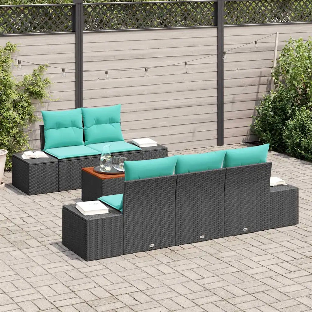 Set Divano da Giardino 6 pz Nero polyrattan 3347900